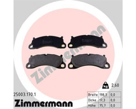 Brake Pad Set, disc brake 25003.170.1 Zimmermann, Image 2