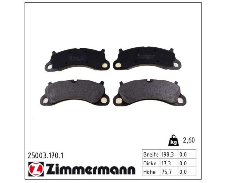 Brake Pad Set, disc brake 25003.170.1 Zimmermann, Image 2