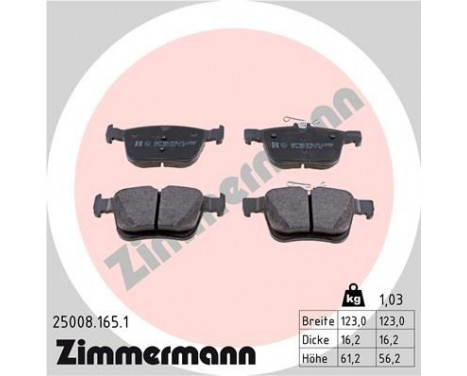 Brake Pad Set, disc brake 25008.165.1 Zimmermann, Image 2