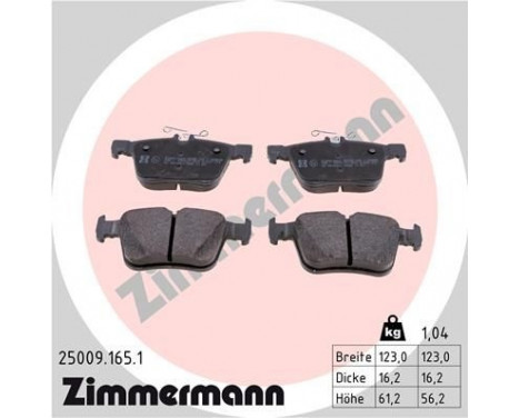 Brake Pad Set, disc brake 25009.165.1 Zimmermann, Image 2