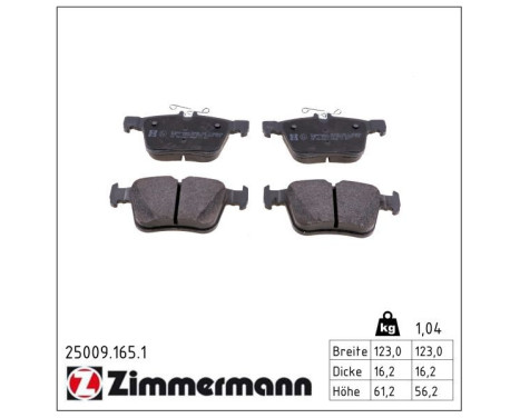 Brake Pad Set, disc brake 25009.165.1 Zimmermann, Image 2