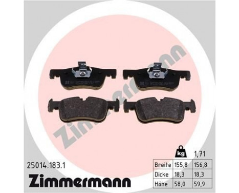 Brake Pad Set, disc brake 25014.183.1 Zimmermann, Image 2