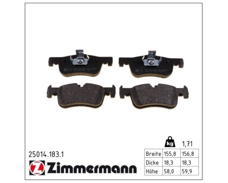 Brake Pad Set, disc brake 25014.183.1 Zimmermann, Image 2