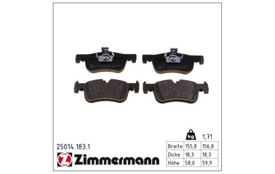 Brake Pad Set, disc brake 25014.183.1 Zimmermann, Image 2