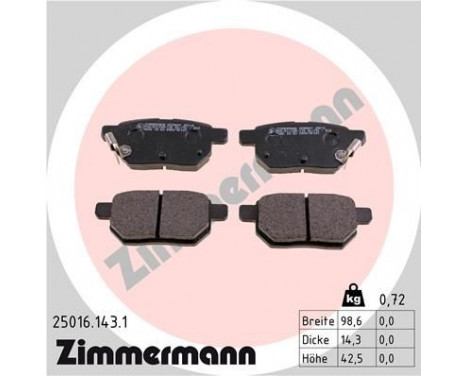 Brake Pad Set, disc brake 25016.143.1 Zimmermann, Image 2