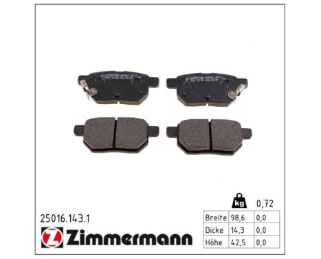 Brake Pad Set, disc brake 25016.143.1 Zimmermann, Image 2