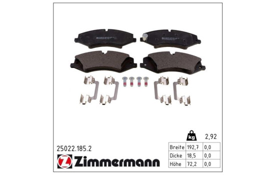Brake Pad Set, disc brake 25022.185.2 Zimmermann, Image 2