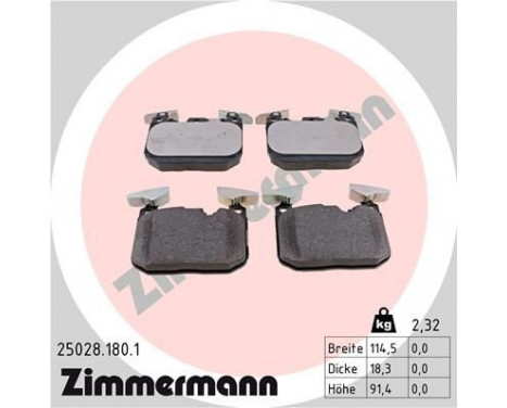 Brake Pad Set, disc brake 25028.180.1 Zimmermann, Image 2