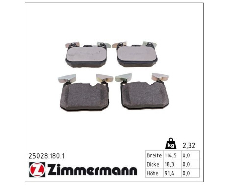 Brake Pad Set, disc brake 25028.180.1 Zimmermann, Image 2