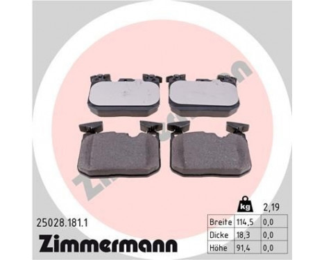 Brake Pad Set, disc brake 25028.181.1 Zimmermann, Image 2