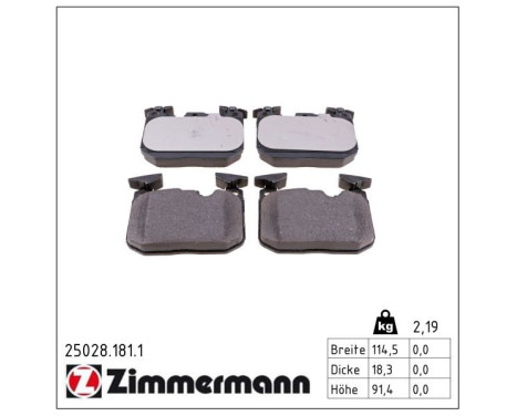 Brake Pad Set, disc brake 25028.181.1 Zimmermann, Image 2
