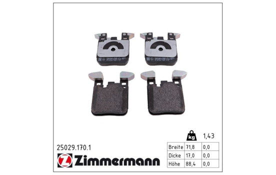 Brake Pad Set, disc brake 25029.170.1 Zimmermann, Image 2