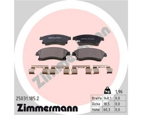 Brake Pad Set, disc brake 25031.185.2 Zimmermann, Image 2