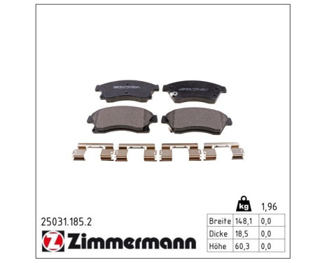 Brake Pad Set, disc brake 25031.185.2 Zimmermann, Image 2