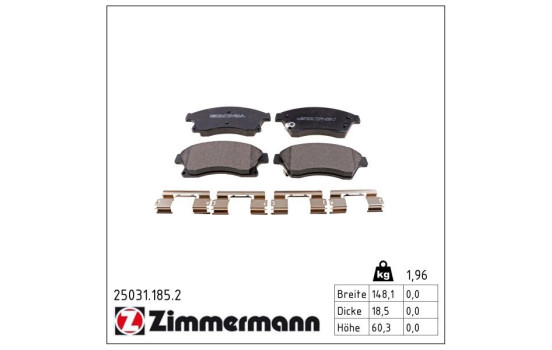 Brake Pad Set, disc brake 25031.185.2 Zimmermann, Image 2