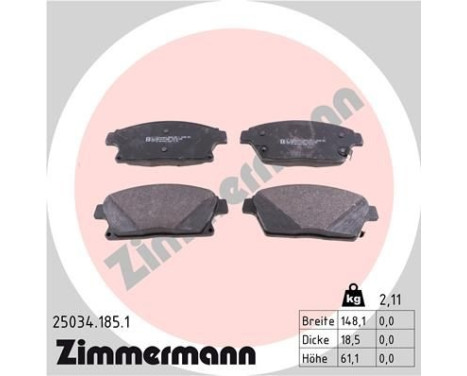 Brake Pad Set, disc brake 25034.185.1 Zimmermann, Image 2