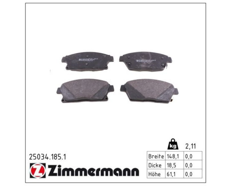 Brake Pad Set, disc brake 25034.185.1 Zimmermann, Image 2