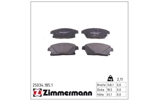 Brake Pad Set, disc brake 25034.185.1 Zimmermann, Image 2