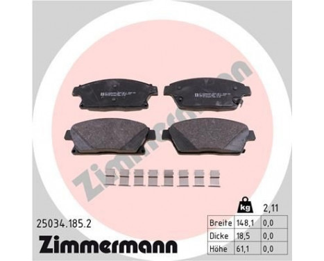 Brake Pad Set, disc brake 25034.185.2 Zimmermann, Image 2