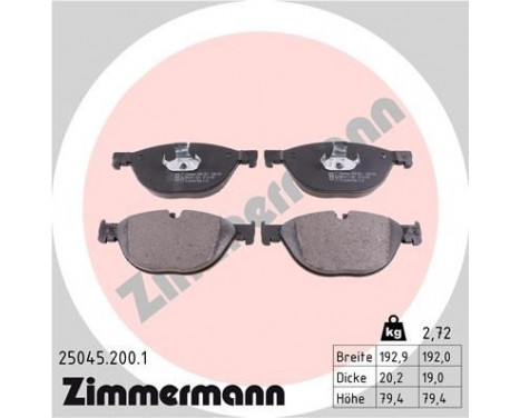 Brake Pad Set, disc brake 25045.200.1 Zimmermann, Image 2