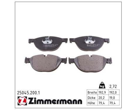 Brake Pad Set, disc brake 25045.200.1 Zimmermann, Image 2