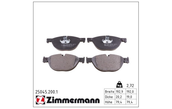 Brake Pad Set, disc brake 25045.200.1 Zimmermann, Image 2