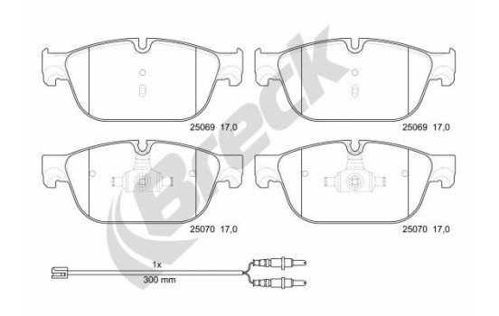 Brake pad set, disc brake 25069 00 701 00 Breck