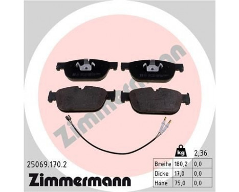 Brake Pad Set, disc brake 25069.170.2 Zimmermann, Image 2