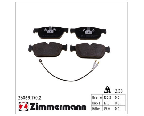 Brake Pad Set, disc brake 25069.170.2 Zimmermann, Image 2