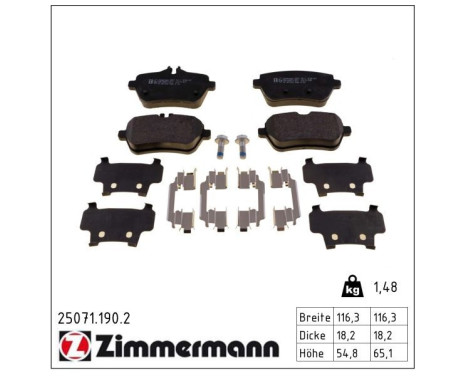 Brake Pad Set, disc brake 25071.190.2 Zimmermann, Image 2
