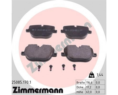 Brake Pad Set, disc brake 25085.170.1 Zimmermann, Image 2