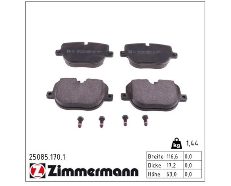 Brake Pad Set, disc brake 25085.170.1 Zimmermann, Image 2