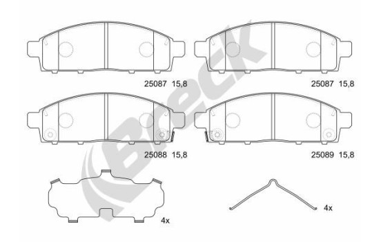 Brake pad set, disc brake 25087 00 701 00 Breck