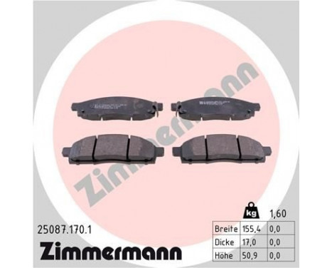 Brake Pad Set, disc brake 25087.170.1 Zimmermann, Image 2