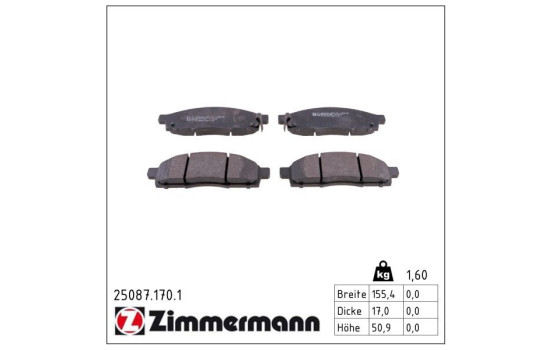 Brake Pad Set, disc brake 25087.170.1 Zimmermann, Image 2