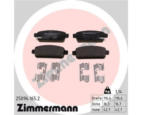 Brake Pad Set, disc brake 25096.165.2 Zimmermann, Image 2