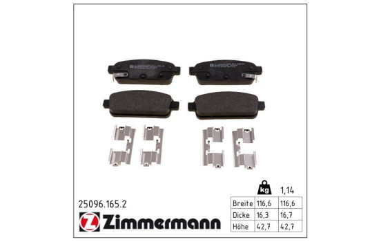 Brake Pad Set, disc brake 25096.165.2 Zimmermann, Image 2