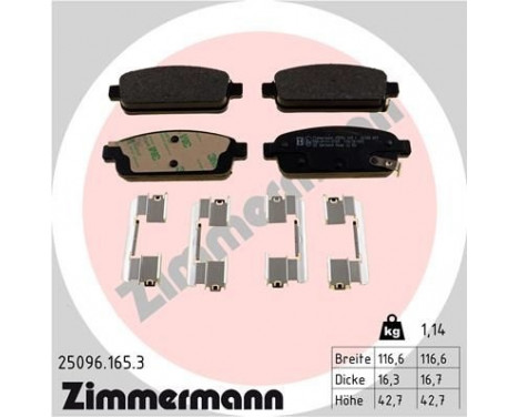 Brake Pad Set, disc brake 25096.165.3 Zimmermann