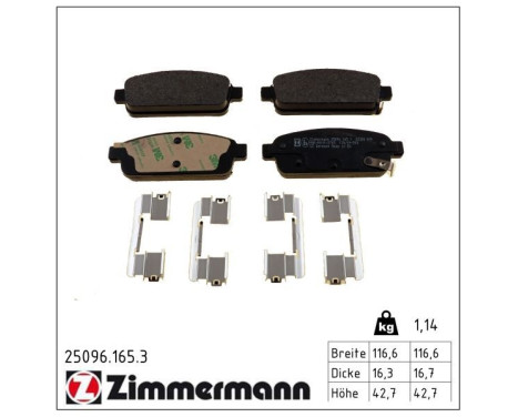 Brake Pad Set, disc brake 25096.165.3 Zimmermann