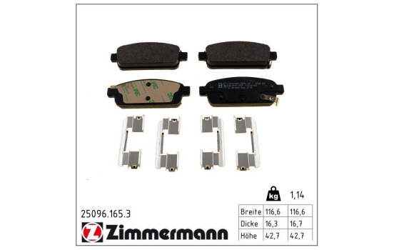 Brake Pad Set, disc brake 25096.165.3 Zimmermann