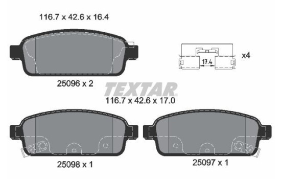 Brake Pad Set, disc brake 2509602 Textar