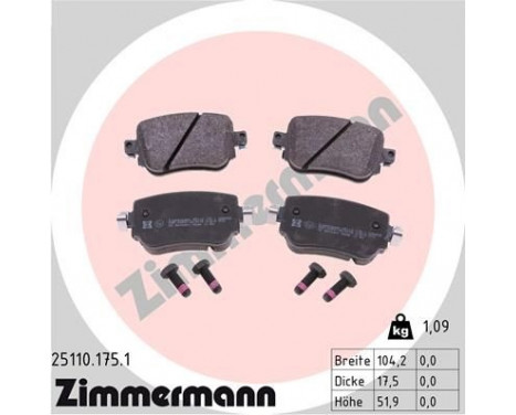 Brake Pad Set, disc brake 25110.175.1 Zimmermann, Image 2