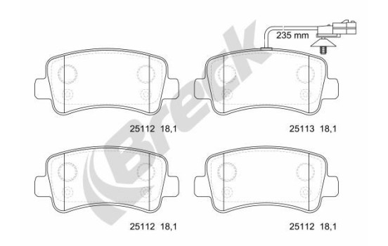 Brake pad set, disc brake 25112 00 703 10 Breck