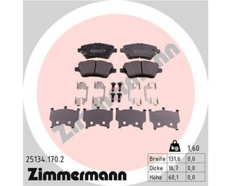 Brake Pad Set, disc brake 25134.170.2 Zimmermann, Image 2