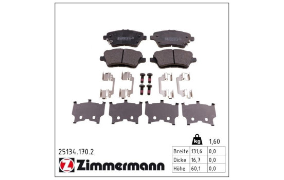 Brake Pad Set, disc brake 25134.170.2 Zimmermann, Image 2