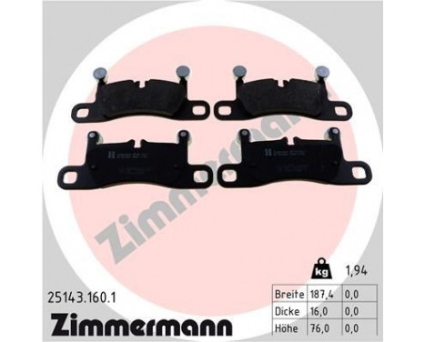 Brake Pad Set, disc brake 25143.160.1 Zimmermann