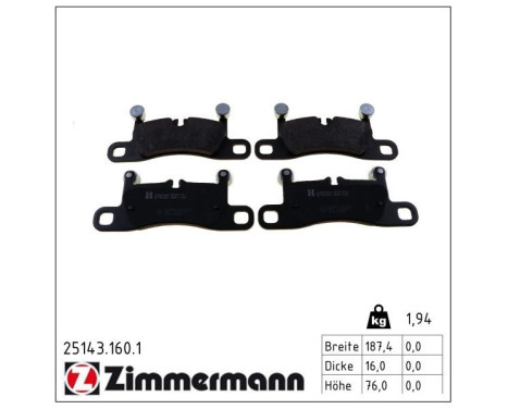 Brake Pad Set, disc brake 25143.160.1 Zimmermann