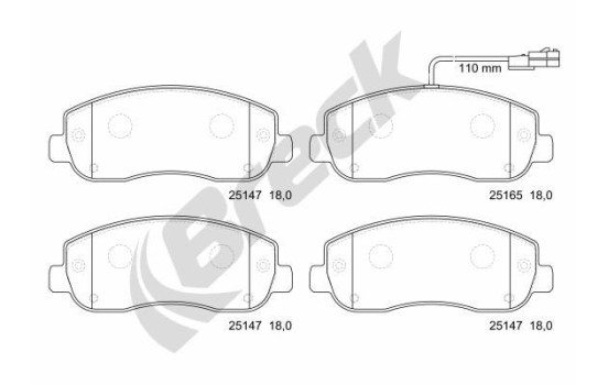 Brake pad set, disc brake 25147 00 703 10 Breck