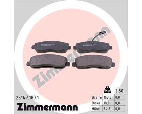 Brake Pad Set, disc brake 25147.180.1 Zimmermann, Image 2