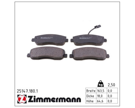 Brake Pad Set, disc brake 25147.180.1 Zimmermann, Image 2